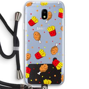 CaseCompany Chicken 'n Fries: Samsung Galaxy J3 (2017) Transparant Hoesje met koord