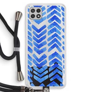 CaseCompany Blauwe pijlen: Samsung Galaxy A22 4G Transparant Hoesje met koord