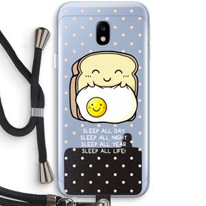 CaseCompany Sleep All Day: Samsung Galaxy J3 (2017) Transparant Hoesje met koord