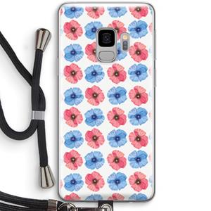 CaseCompany Klaproosjes: Samsung Galaxy S9 Transparant Hoesje met koord