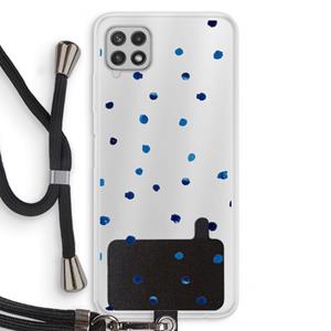 CaseCompany Blauwe stippen: Samsung Galaxy A22 4G Transparant Hoesje met koord
