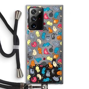 CaseCompany Kleurrijke katten: Samsung Galaxy Note 20 Ultra / Note 20 Ultra 5G Transparant Hoesje met koord