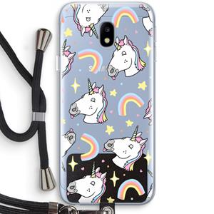 CaseCompany Rainbow Unicorn: Samsung Galaxy J3 (2017) Transparant Hoesje met koord