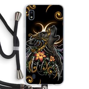 CaseCompany Huilende Wolf: Samsung Galaxy A10 Transparant Hoesje met koord
