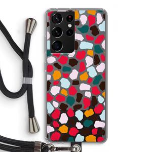 CaseCompany Colored Giraffe: Samsung Galaxy S21 Ultra Transparant Hoesje met koord