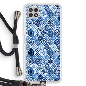 CaseCompany Blauw motief: Samsung Galaxy A22 4G Transparant Hoesje met koord