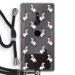 CaseCompany Eenhoorns overal: Sony Xperia XZ2 Transparant Hoesje met koord