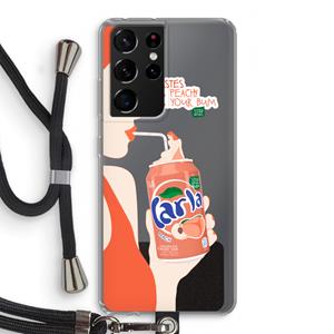 CaseCompany Peach please!: Samsung Galaxy S21 Ultra Transparant Hoesje met koord