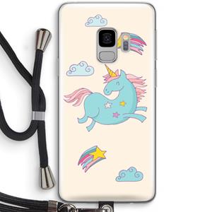 CaseCompany Vliegende eenhoorn: Samsung Galaxy S9 Transparant Hoesje met koord