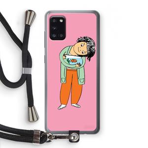 CaseCompany Visknuffel: Samsung Galaxy A31 Transparant Hoesje met koord