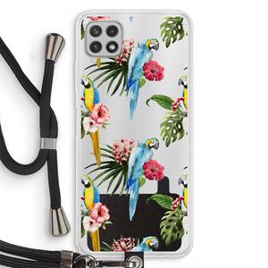 CaseCompany Kleurrijke papegaaien: Samsung Galaxy A22 4G Transparant Hoesje met koord