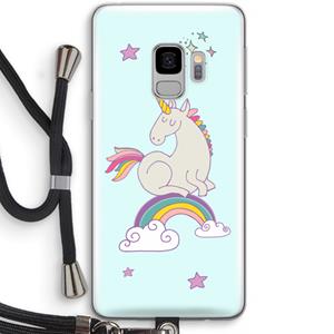 CaseCompany Regenboog eenhoorn: Samsung Galaxy S9 Transparant Hoesje met koord