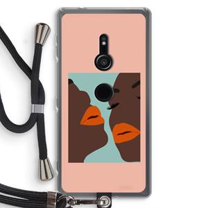 CaseCompany Orange lips: Sony Xperia XZ2 Transparant Hoesje met koord
