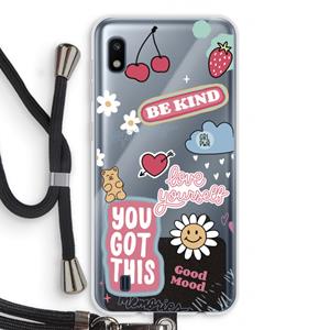 CaseCompany Positivity: Samsung Galaxy A10 Transparant Hoesje met koord