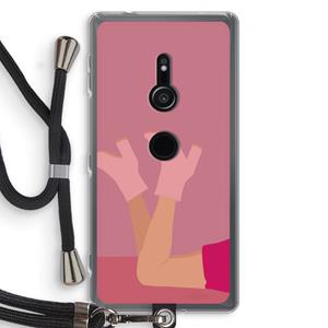CaseCompany Pink boots: Sony Xperia XZ2 Transparant Hoesje met koord