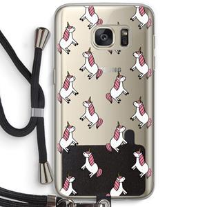 CaseCompany Eenhoorns overal: Samsung Galaxy S7 Transparant Hoesje met koord