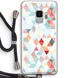 CaseCompany Gekleurde driehoekjes pastel: Samsung Galaxy S9 Transparant Hoesje met koord