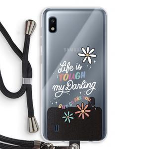 CaseCompany Tough Life: Samsung Galaxy A10 Transparant Hoesje met koord