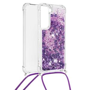 Lunso Backcover hoes met koord - Samsung Galaxy S22 Plus - Glitter Paars