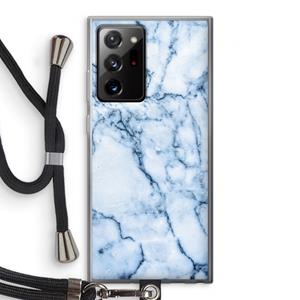 CaseCompany Blauw marmer: Samsung Galaxy Note 20 Ultra / Note 20 Ultra 5G Transparant Hoesje met koord