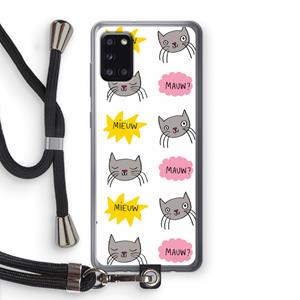 CaseCompany Meow: Samsung Galaxy A31 Transparant Hoesje met koord