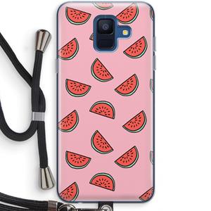 CaseCompany Watermeloen: Samsung Galaxy A6 (2018) Transparant Hoesje met koord