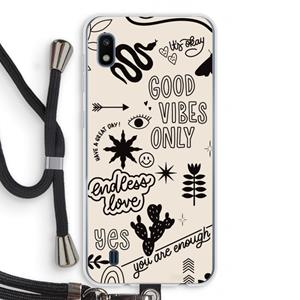 CaseCompany Good vibes: Samsung Galaxy A10 Transparant Hoesje met koord