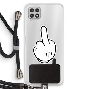 CaseCompany Middle finger black: Samsung Galaxy A22 4G Transparant Hoesje met koord