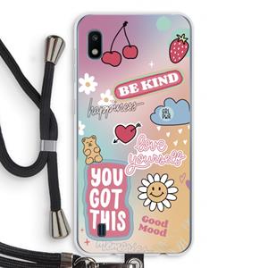 CaseCompany Positivity: Samsung Galaxy A10 Transparant Hoesje met koord