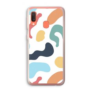 CaseCompany Memphis Shapes Blue: Samsung Galaxy A20e Transparant Hoesje
