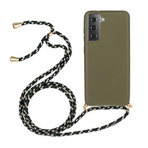 Lunso Backcover hoes met koord - Samsung Galaxy S21 - Army Groen