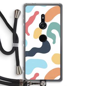 CaseCompany Memphis Shapes Blue: Sony Xperia XZ2 Transparant Hoesje met koord