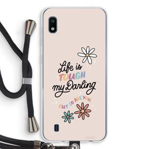 CaseCompany Tough Life: Samsung Galaxy A10 Transparant Hoesje met koord