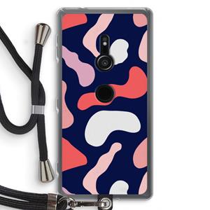 CaseCompany Memphis Shapes Pink: Sony Xperia XZ2 Transparant Hoesje met koord