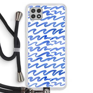 CaseCompany Blauwe golven: Samsung Galaxy A22 4G Transparant Hoesje met koord