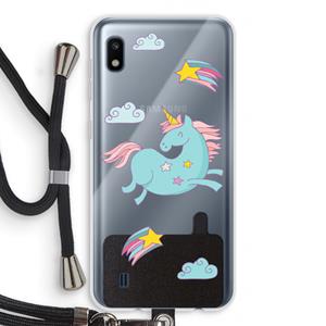 CaseCompany Vliegende eenhoorn: Samsung Galaxy A10 Transparant Hoesje met koord