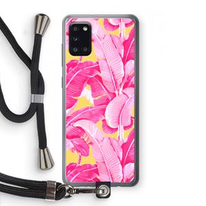 CaseCompany Pink Banana: Samsung Galaxy A31 Transparant Hoesje met koord
