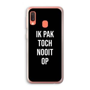 CaseCompany Ik pak nooit op - Zwart: Samsung Galaxy A20e Transparant Hoesje