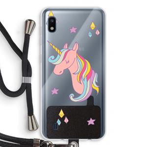 CaseCompany Roze eenhoorn: Samsung Galaxy A10 Transparant Hoesje met koord