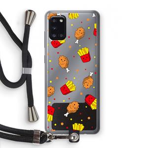 CaseCompany Chicken 'n Fries: Samsung Galaxy A31 Transparant Hoesje met koord