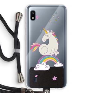 CaseCompany Regenboog eenhoorn: Samsung Galaxy A10 Transparant Hoesje met koord