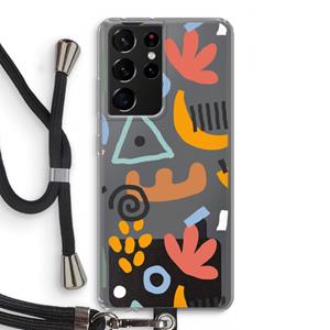 CaseCompany Abstract: Samsung Galaxy S21 Ultra Transparant Hoesje met koord