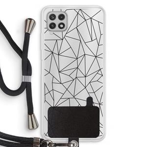 CaseCompany Geometrische lijnen zwart: Samsung Galaxy A22 4G Transparant Hoesje met koord