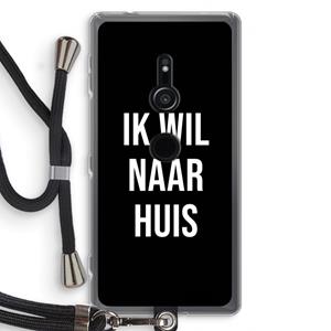 CaseCompany Ik wil naar huis - Zwart: Sony Xperia XZ2 Transparant Hoesje met koord