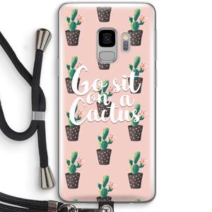 CaseCompany Cactus quote: Samsung Galaxy S9 Transparant Hoesje met koord