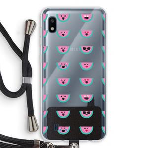 CaseCompany Smiley watermeloenprint: Samsung Galaxy A10 Transparant Hoesje met koord