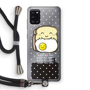 CaseCompany Sleep All Day: Samsung Galaxy A31 Transparant Hoesje met koord