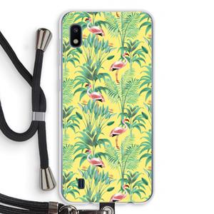 CaseCompany Flamingo party: Samsung Galaxy A10 Transparant Hoesje met koord