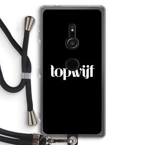CaseCompany Topwijf Zwart: Sony Xperia XZ2 Transparant Hoesje met koord