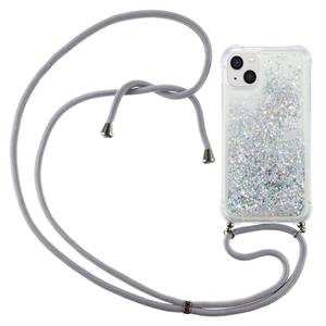 Lunso Backcover hoes met koord - iPhone 14 - Glitter Zilver